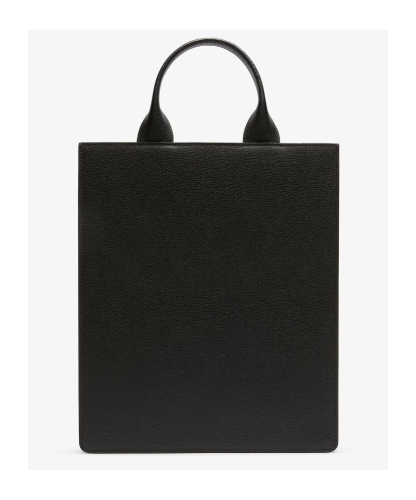 Shop Valextra Mini Boxy Leather Tote Bag In Black
