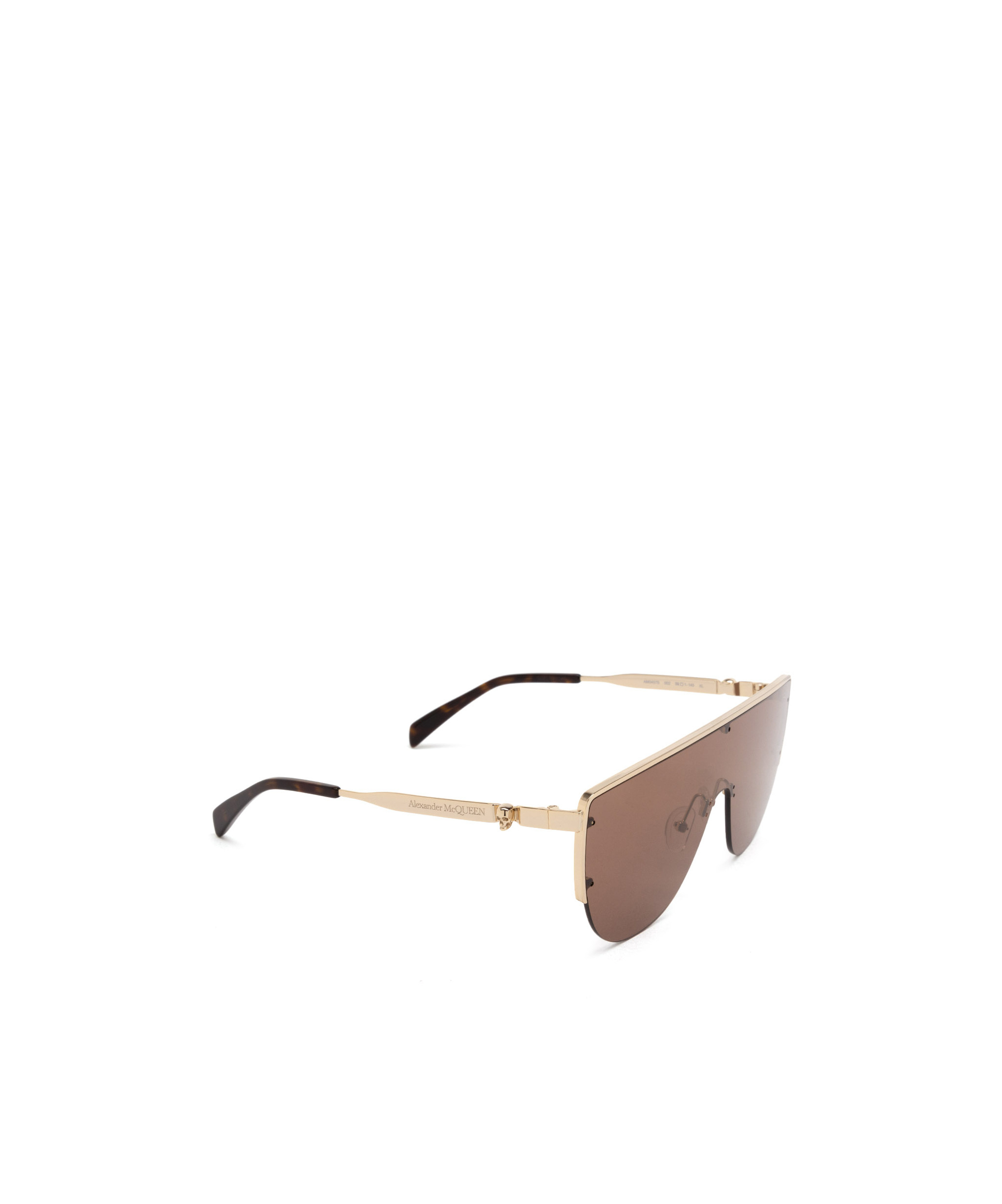 Alexander Mcqueen Skull-stud Shield-frame Sunglasses In Brown