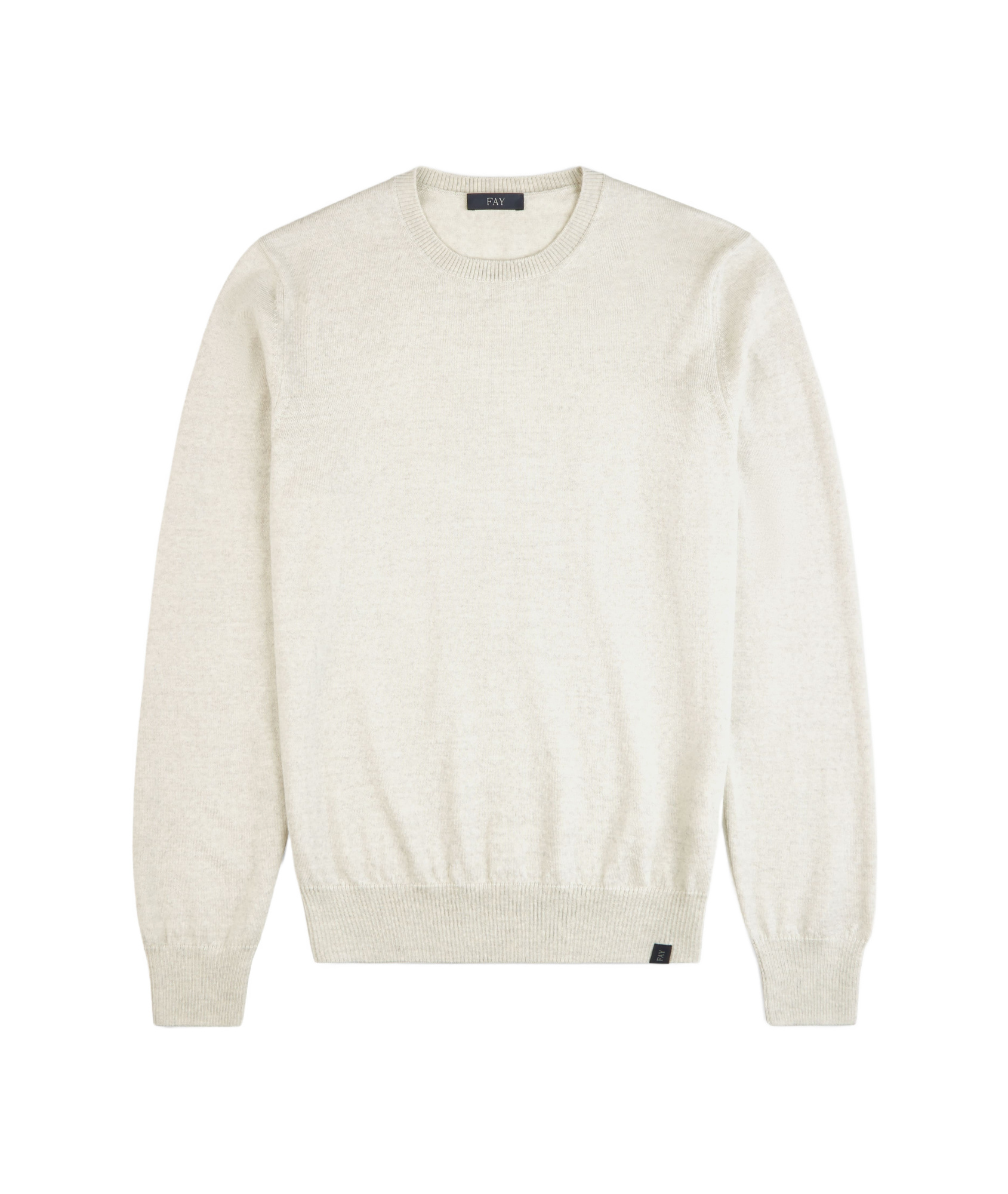 Fay Round Neck Pullover Sweater In White