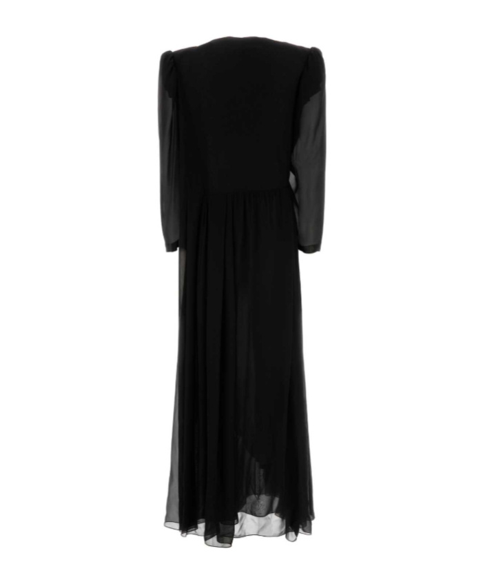 Balenciaga Maxi Dress With Puff Shoulders And Ruffles In Black