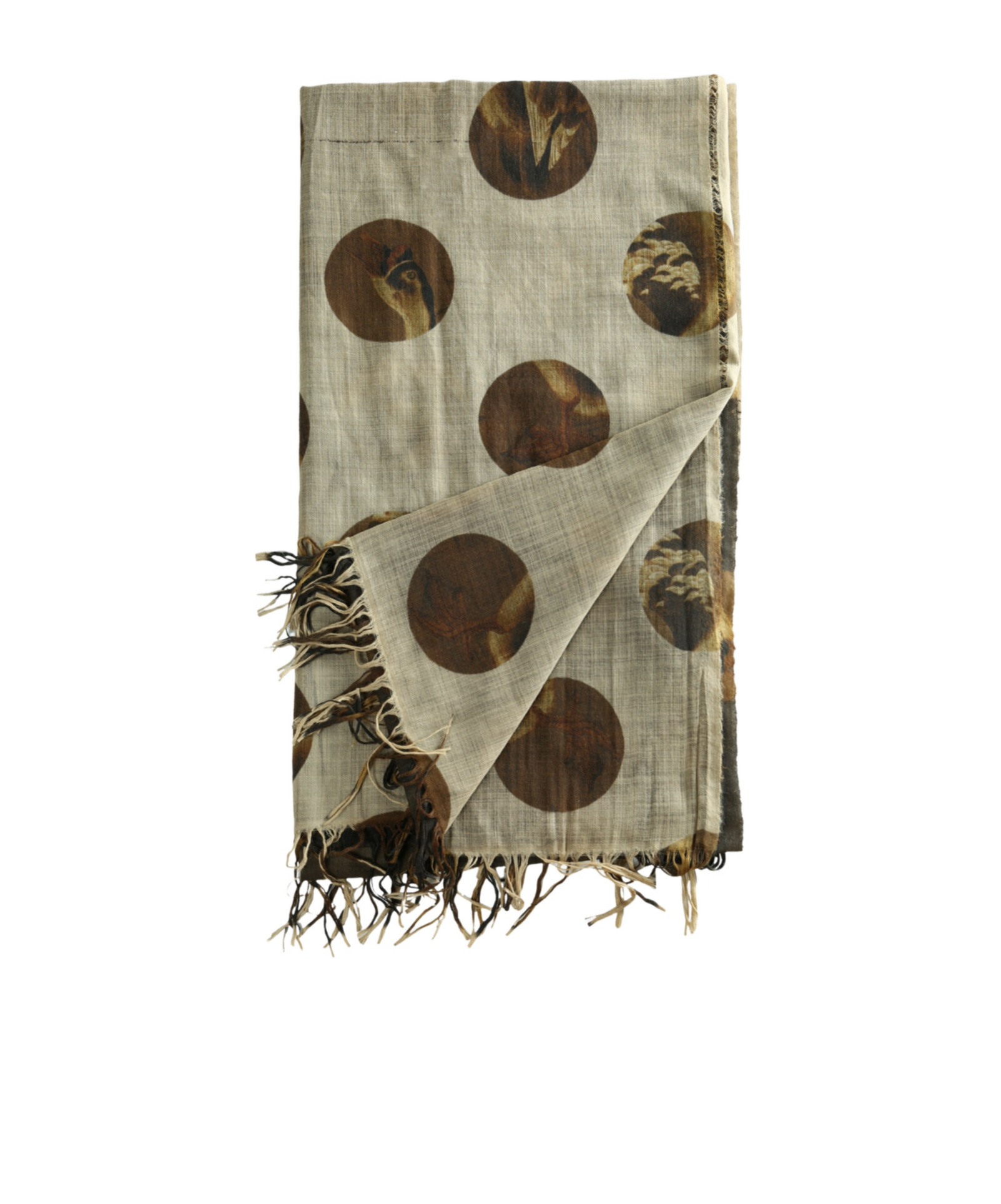 Uma Wang Polka-dot Fringed Scarf In Brown