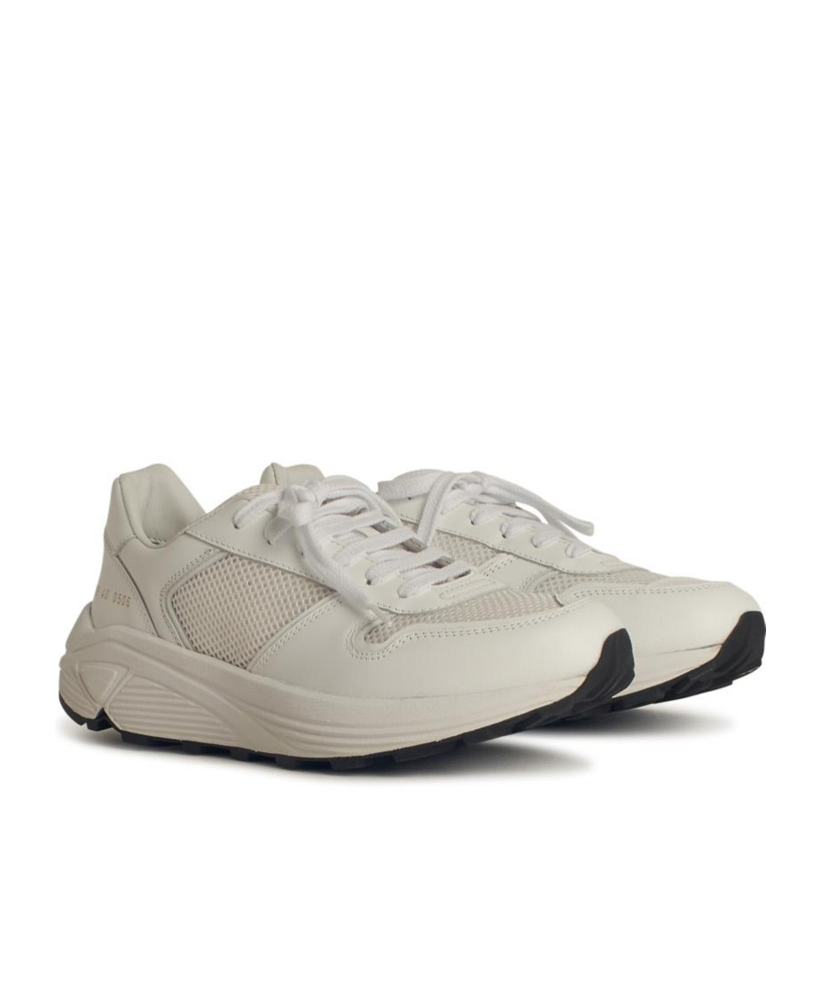Common Projects Runner' White Leather Blend Sneakers In Nude