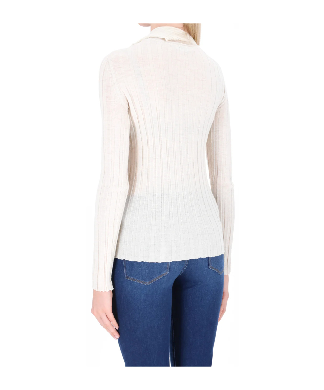 Philosophy Di Lorenzo Serafini Roll Neck Crochet Jumper In White