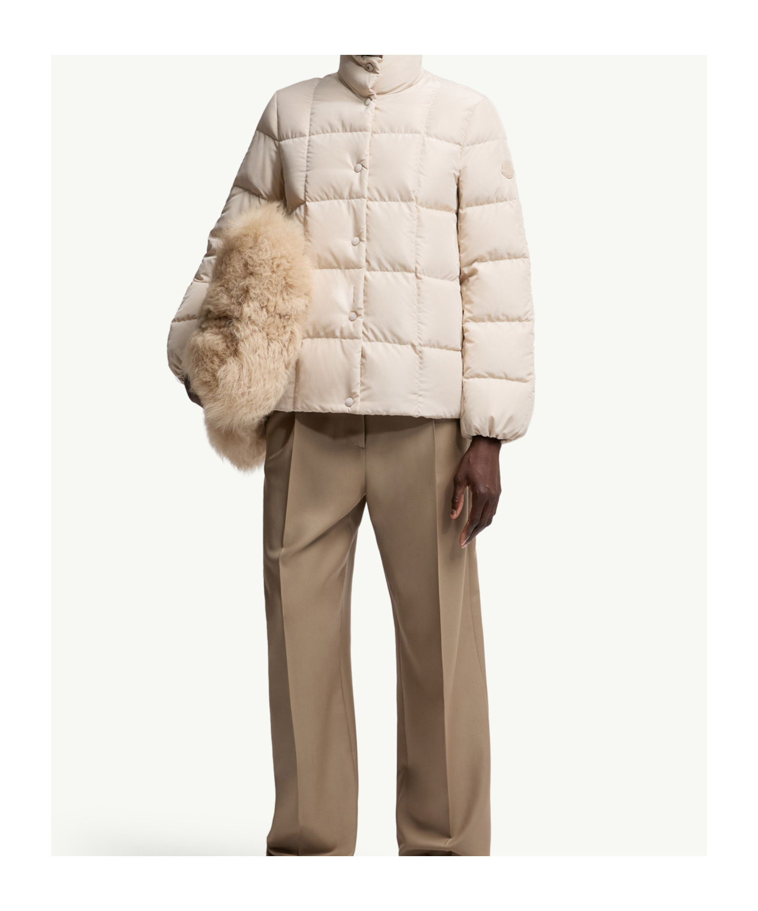 Moncler Cochevinne Square-quilted Short Down Jacket In Neutral