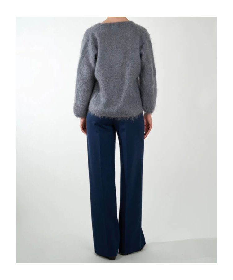 Ottod'ame V-neck Long-sleeved Sweater In Gray