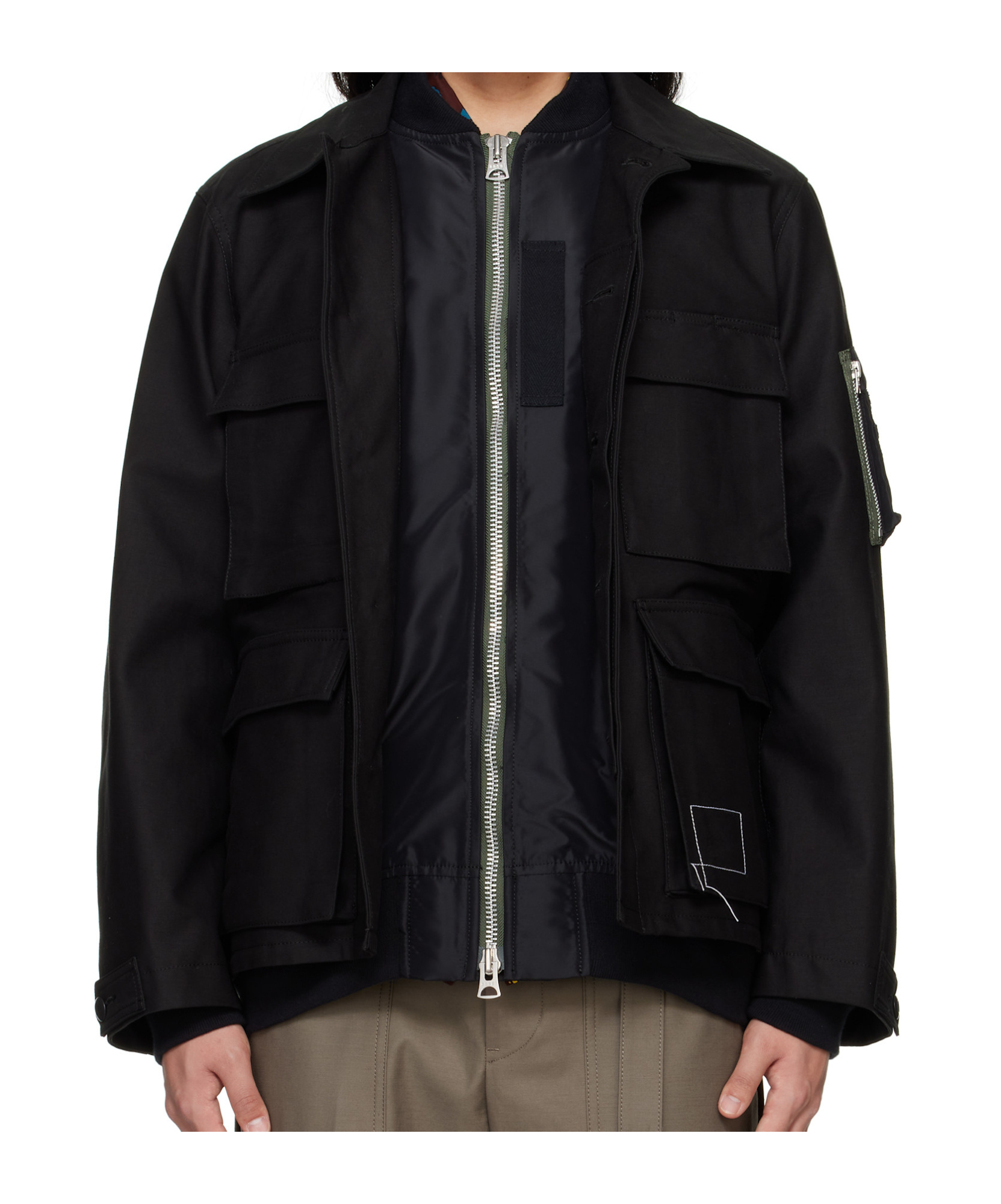 sacai WTAPS Cotton Back Satin Jacket 黒1 WTAPS Cotton Back Satin Jacket | sacai Official Store サカイ