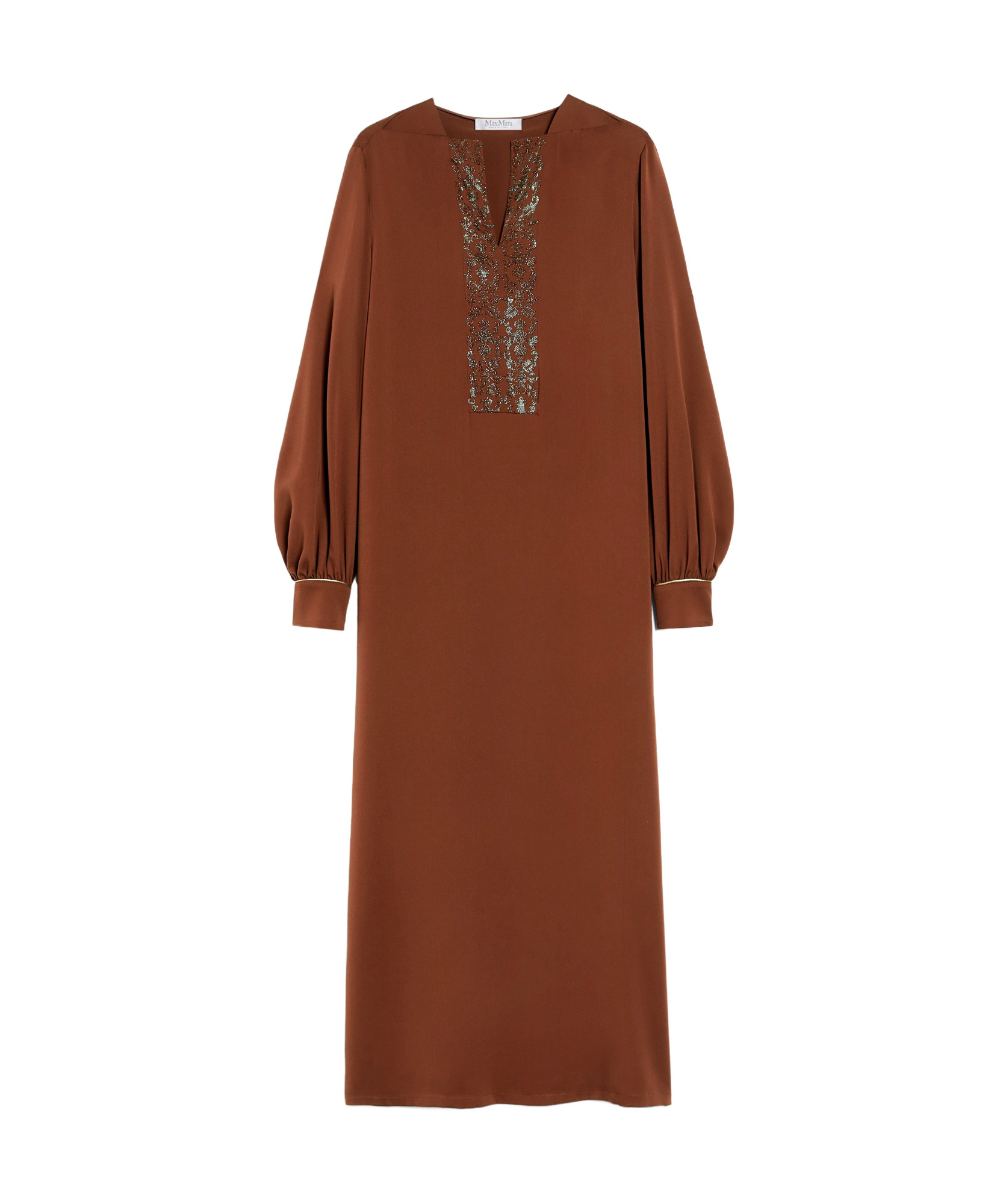 Max Mara Sansone V-neck Long-sleeved Dress In Brown
