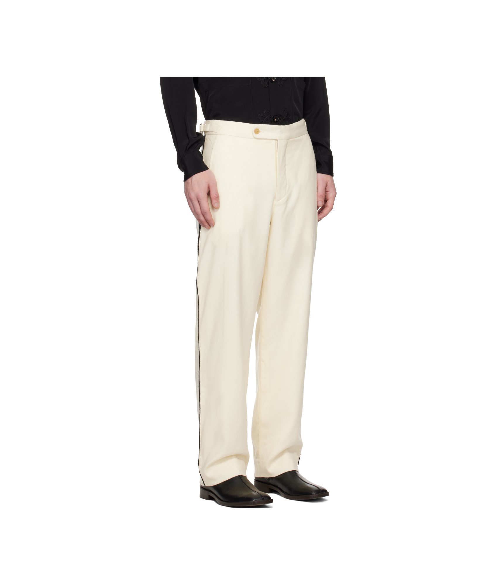 Bode Off-white Beaded Player Trousers In Nude