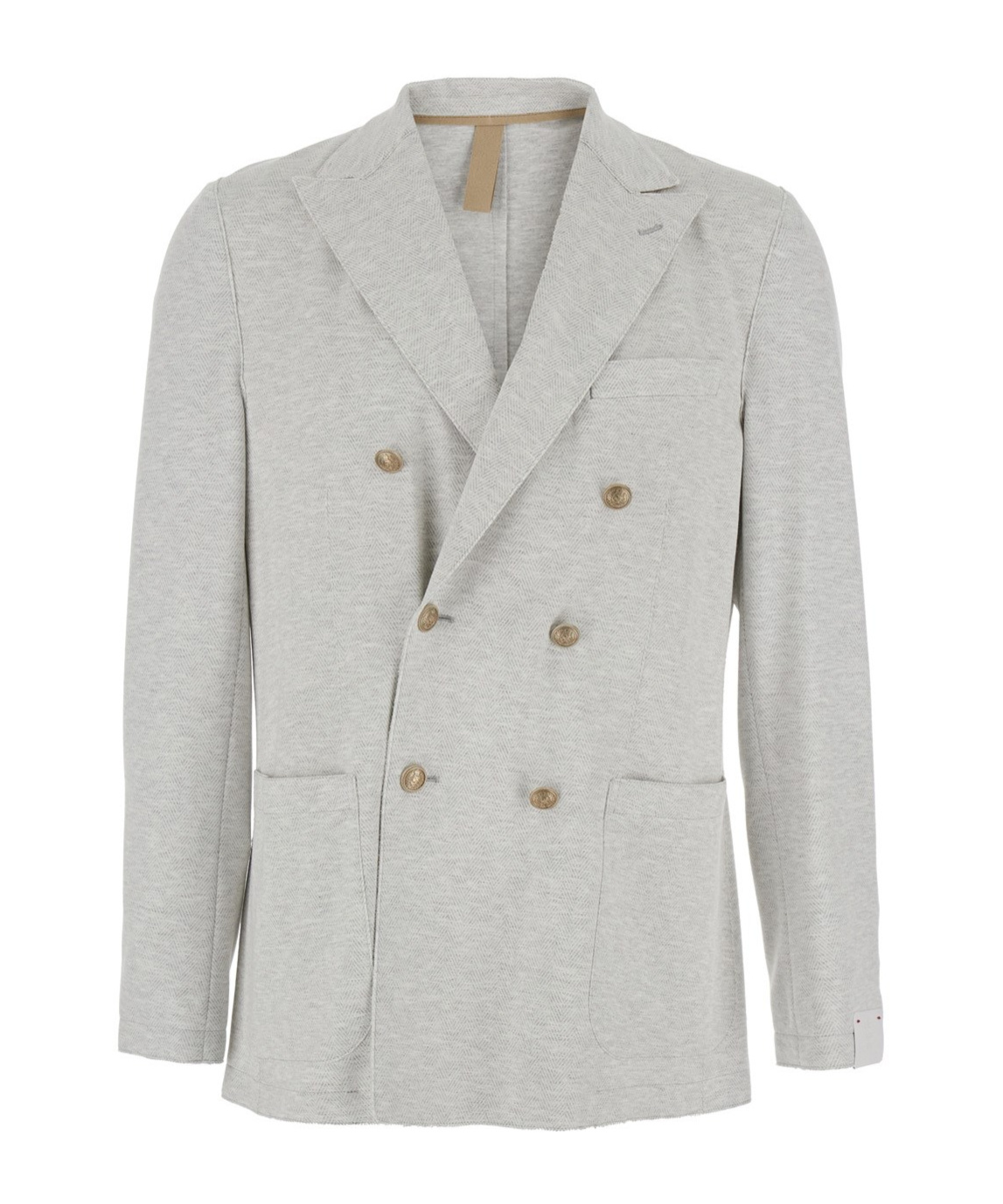 Eleventy Men Grey Double-breasted Jacket With Peak Revers And Rear English Vent In Viscose Blend Str In Gray
