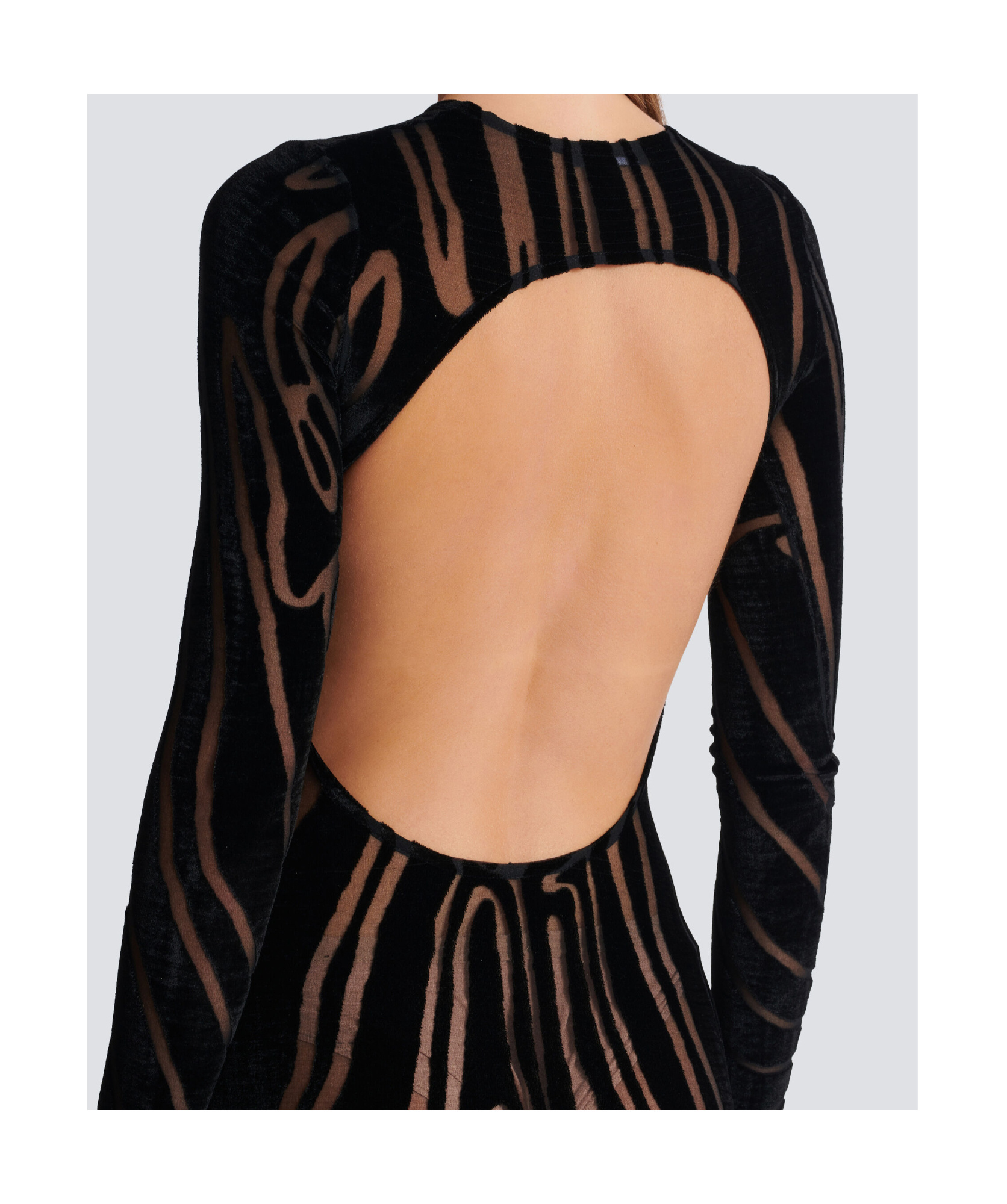 Balmain Long Sleeve Zebra Print Bodycon Dress In Black