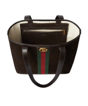 Gucci Medium Ophidia Shopping Bag In Brown Suede Men In Black