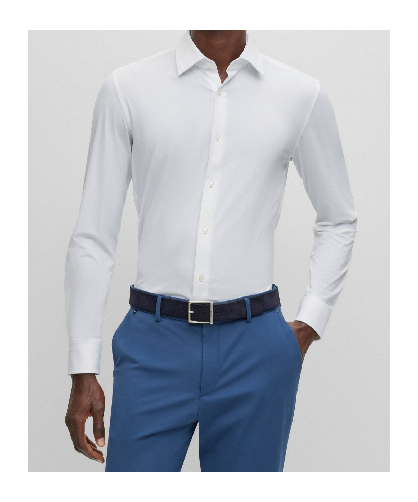 Hugo Boss Long-sleeve Button-fastening Shirt In White