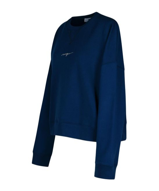 Msgm Logo-print Drop-shoulder Sweatshirt In Blue