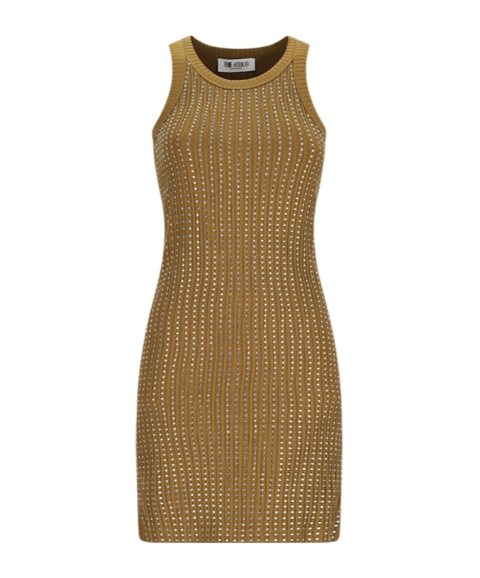 Attico Sleeveless Dress In Brown