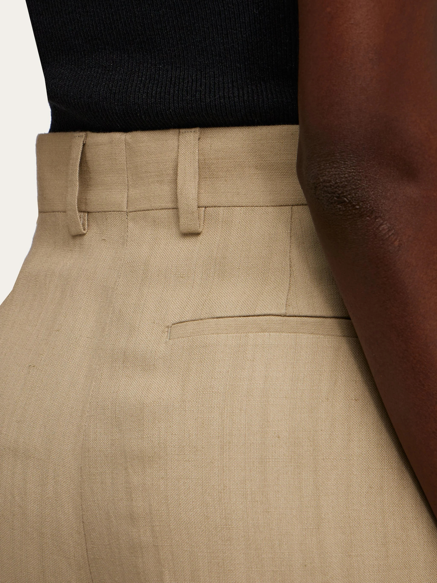 Ferragamo Woman Linen Blend Tailored Trouser In Nude