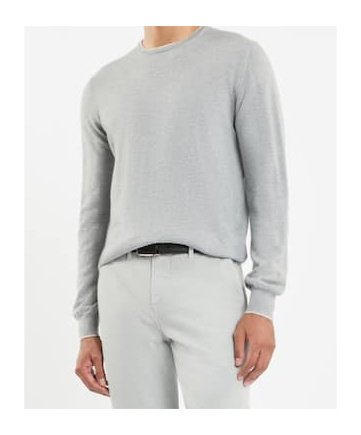 Fay Jumper In Grey Merinos Wool Knit In White