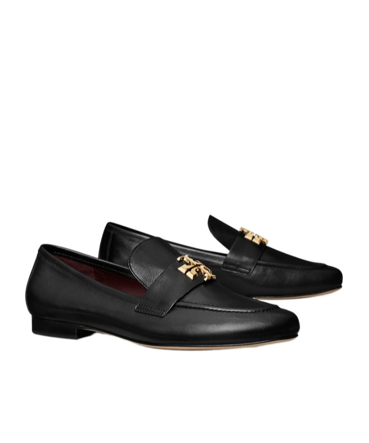 Shop Tory Burch Eleanor Logo Plaque Slip-on Loafers In Black