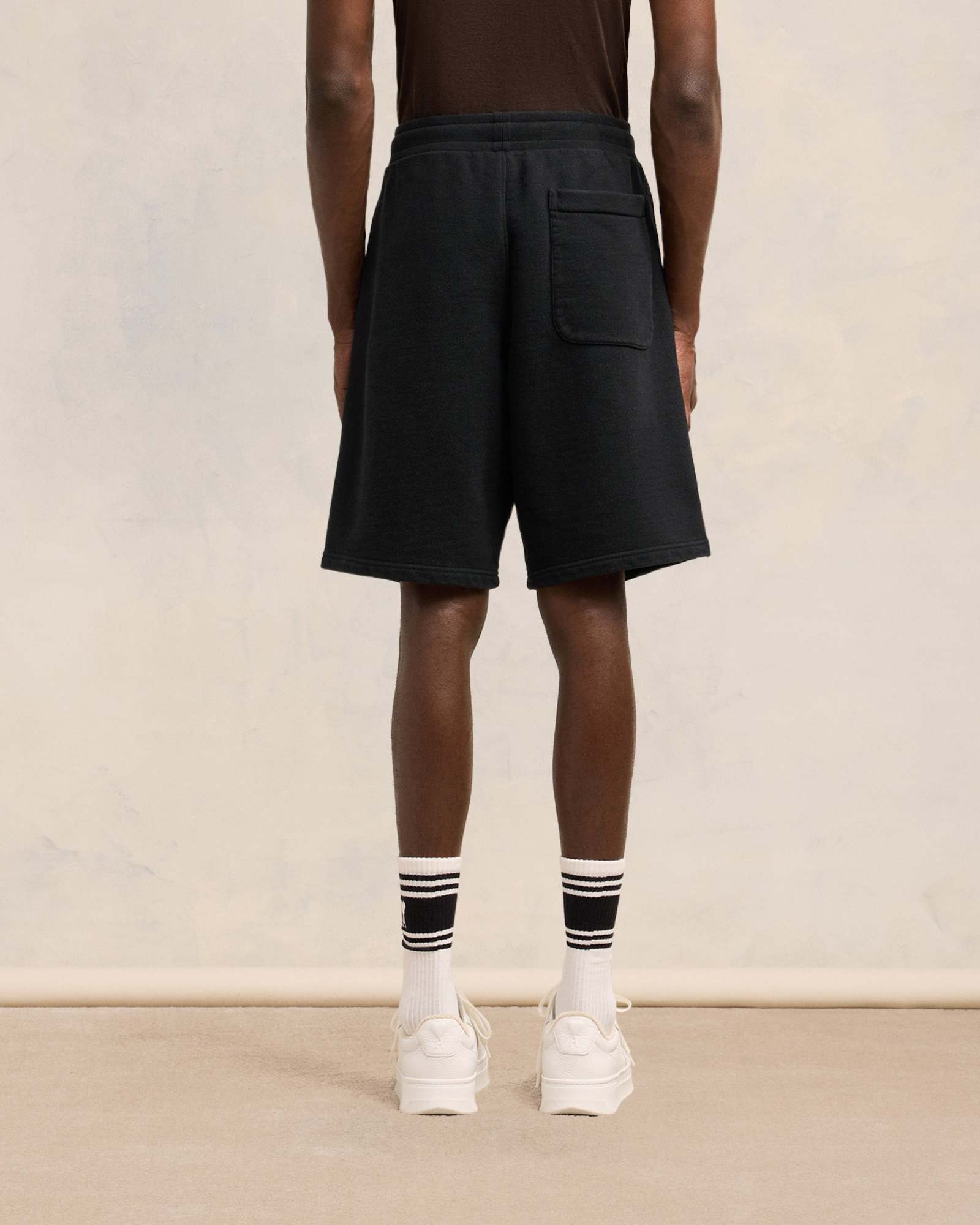 Shop Ami Alexandre Mattiussi Ami Ami De Coeur Logo Embroidered Drawstring Shorts In Black