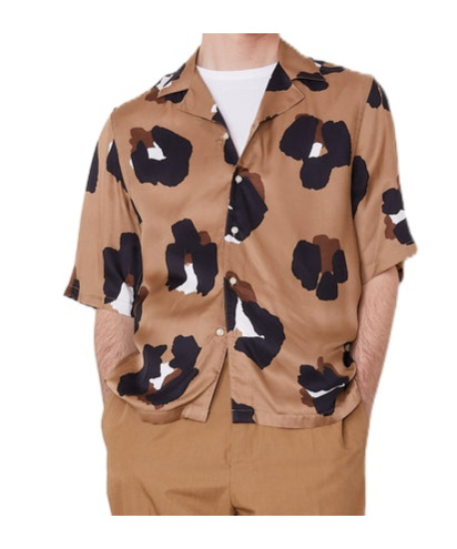 Officine Generale Short-sleeve Leopard Print Shirt In Pink