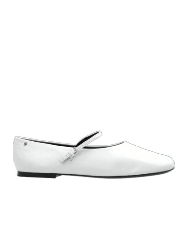Tory Burch Leather Ballet Flats In White