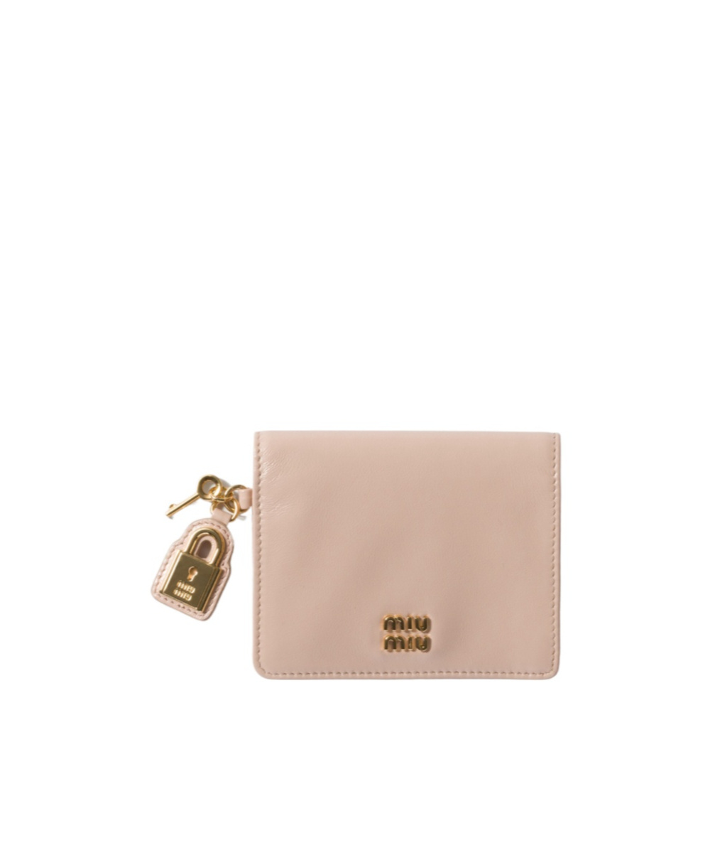 Miu Miu Small Leather Wallet In Neutral