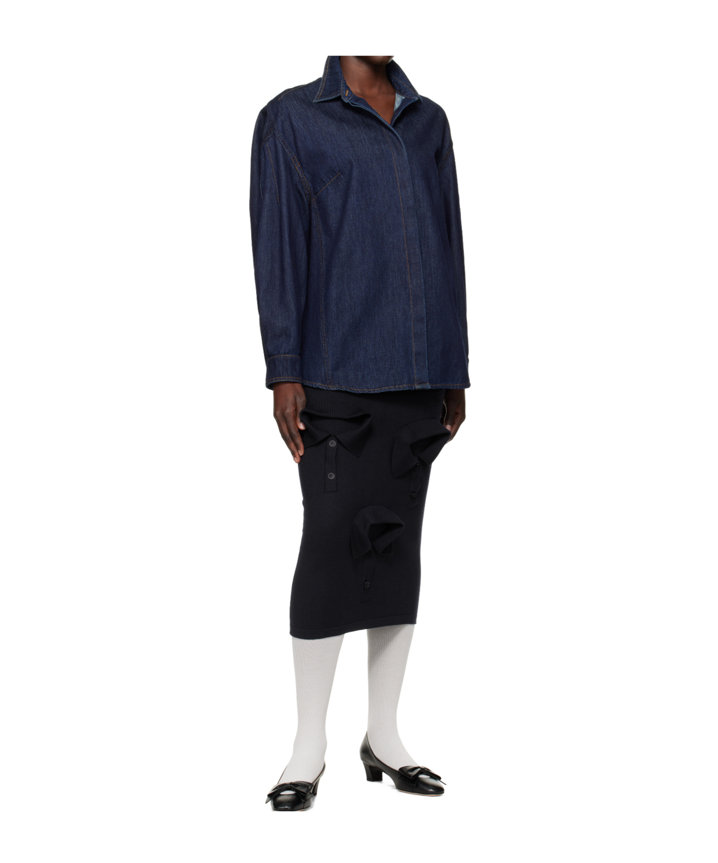 Moschino Merino Wool Knit Midi Skirt In Blue
