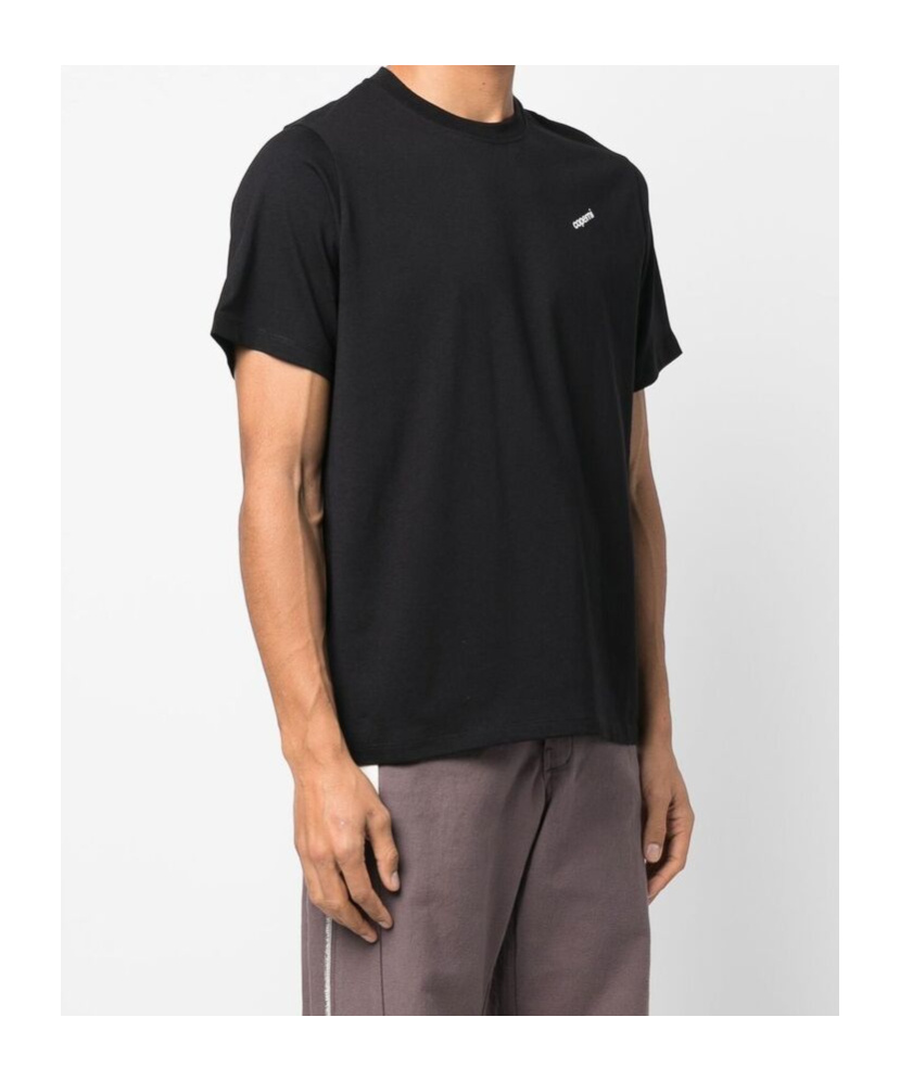 Coperni Black Crewneck T-shirt With Print On The Front In Cotton Man