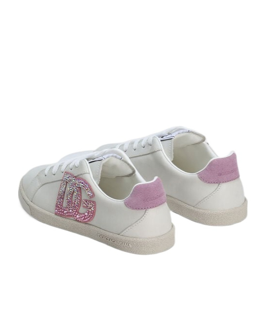 Dolce & Gabbana Mesh And Split Leather Dg Running Sneakers In White