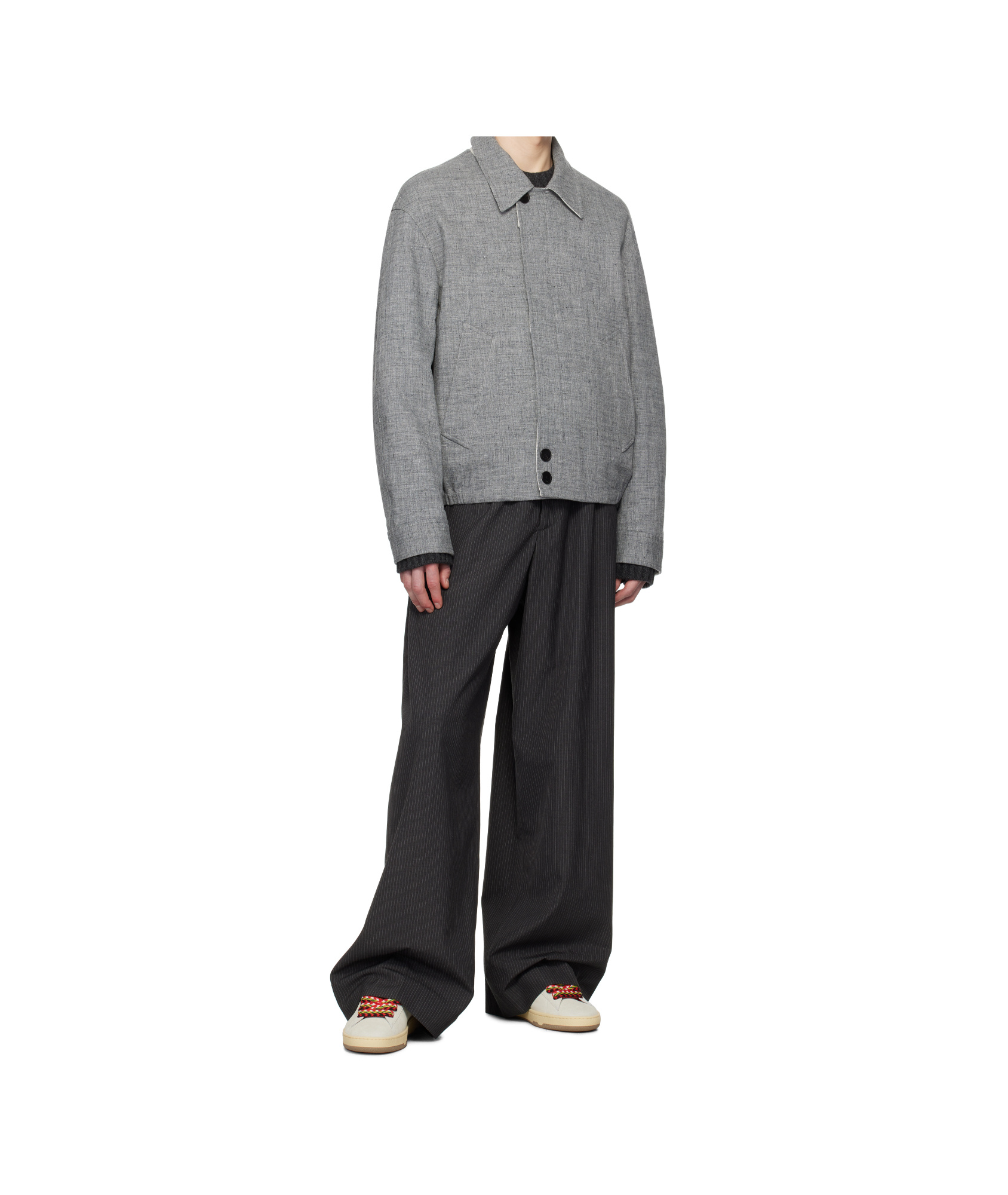 Lanvin Long-sleeved Casual Jacket In Gray