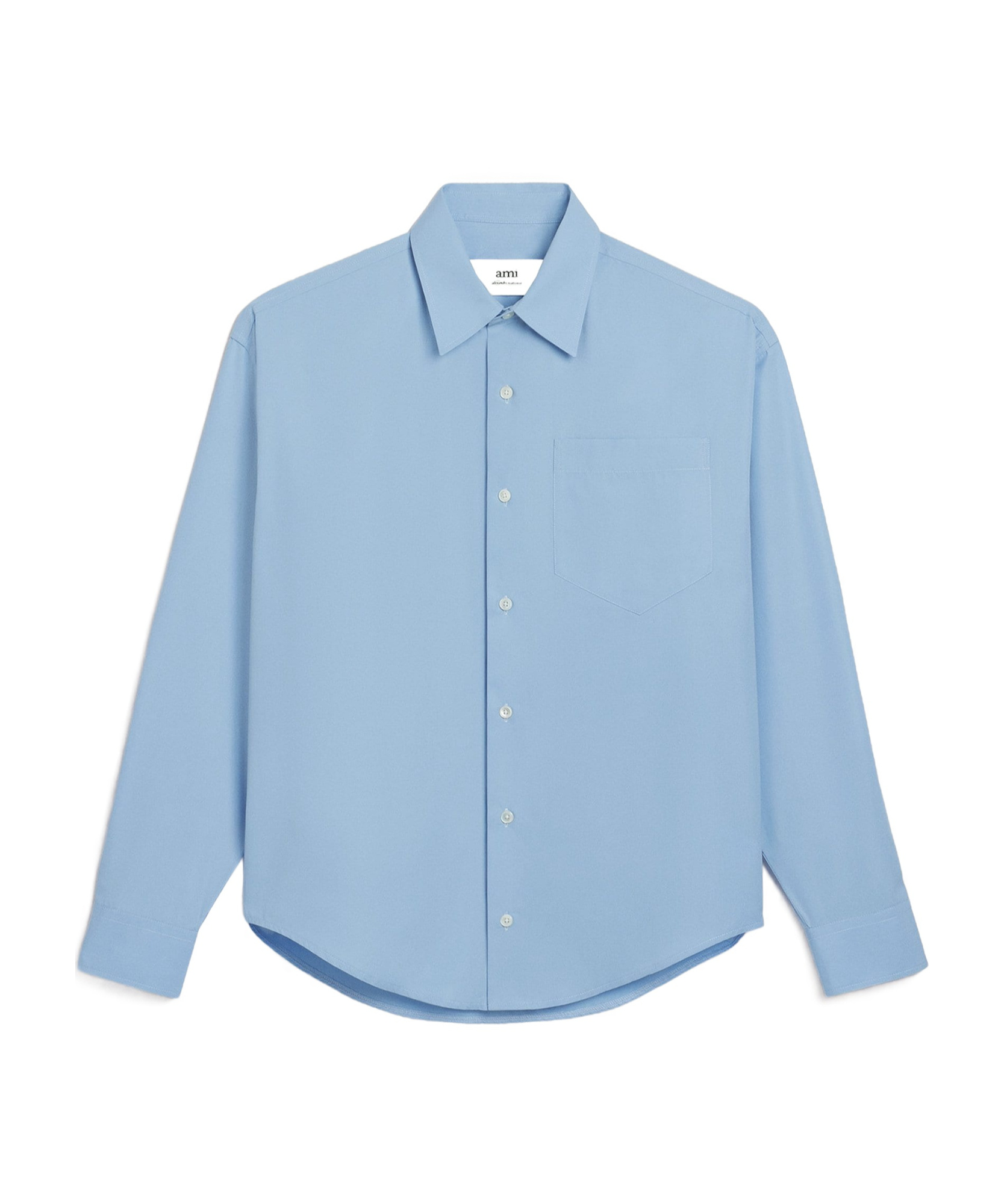 Ami Alexandre Mattiussi Ami Paris Ami De Coeur Logo Embroidered Long-sleeved Shirt In Blue