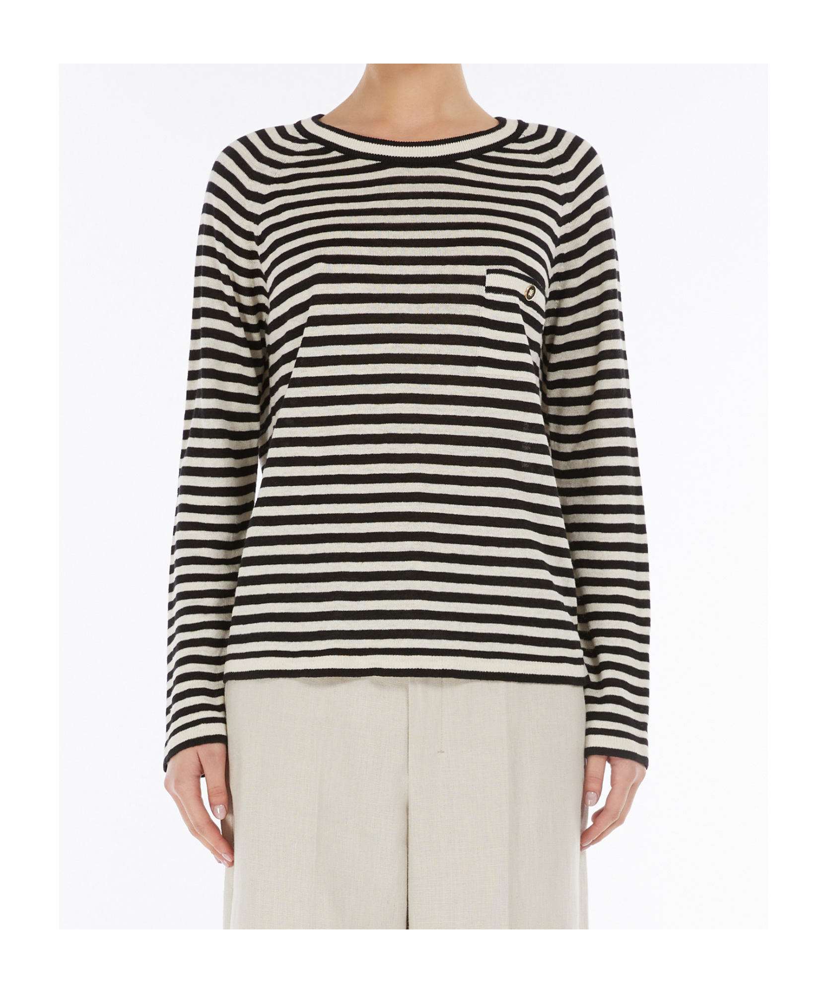 Shop Max Mara Striped Linen Yarn Sweater