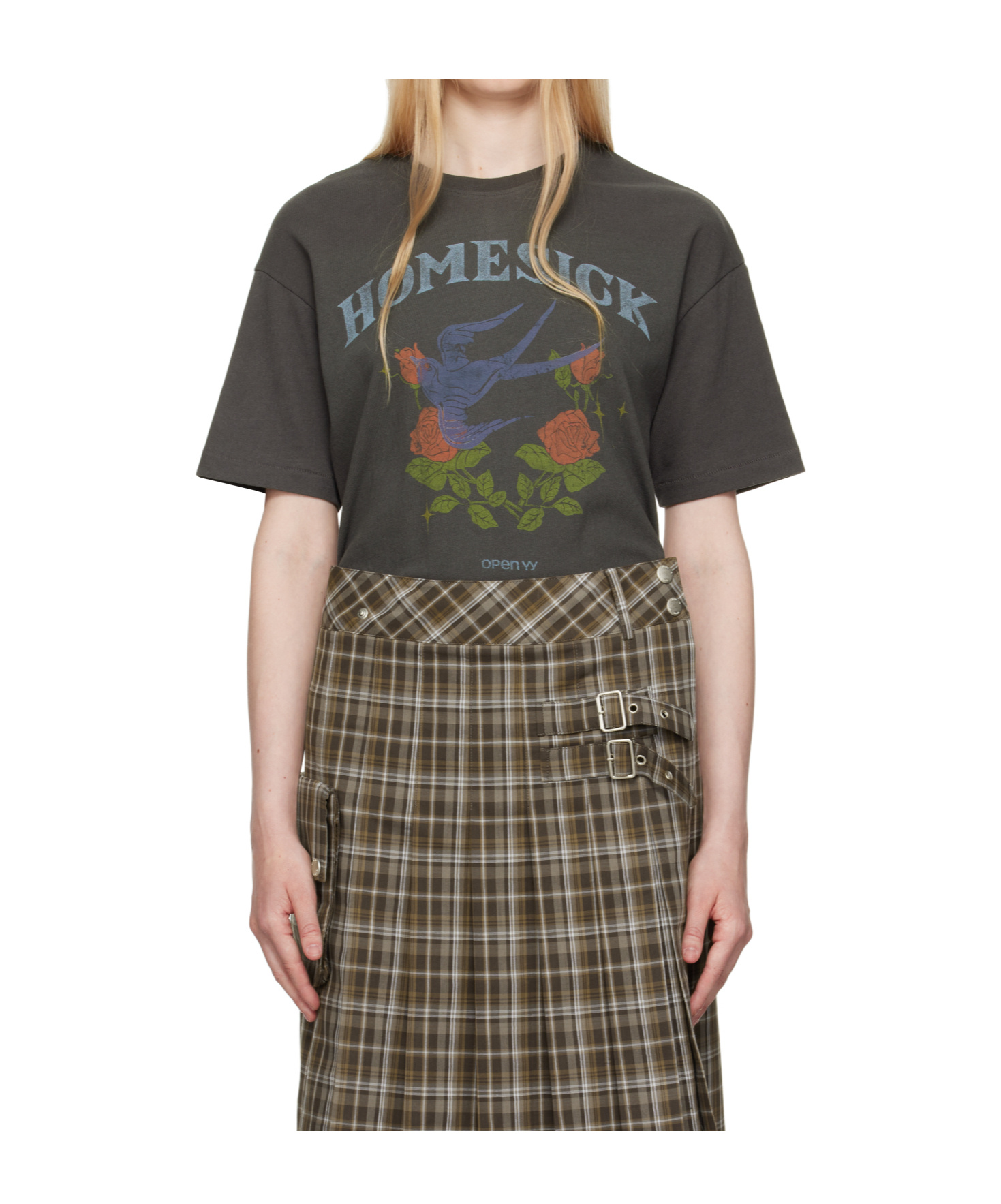 Open Yy Cotton Jersey T-shirt In Black