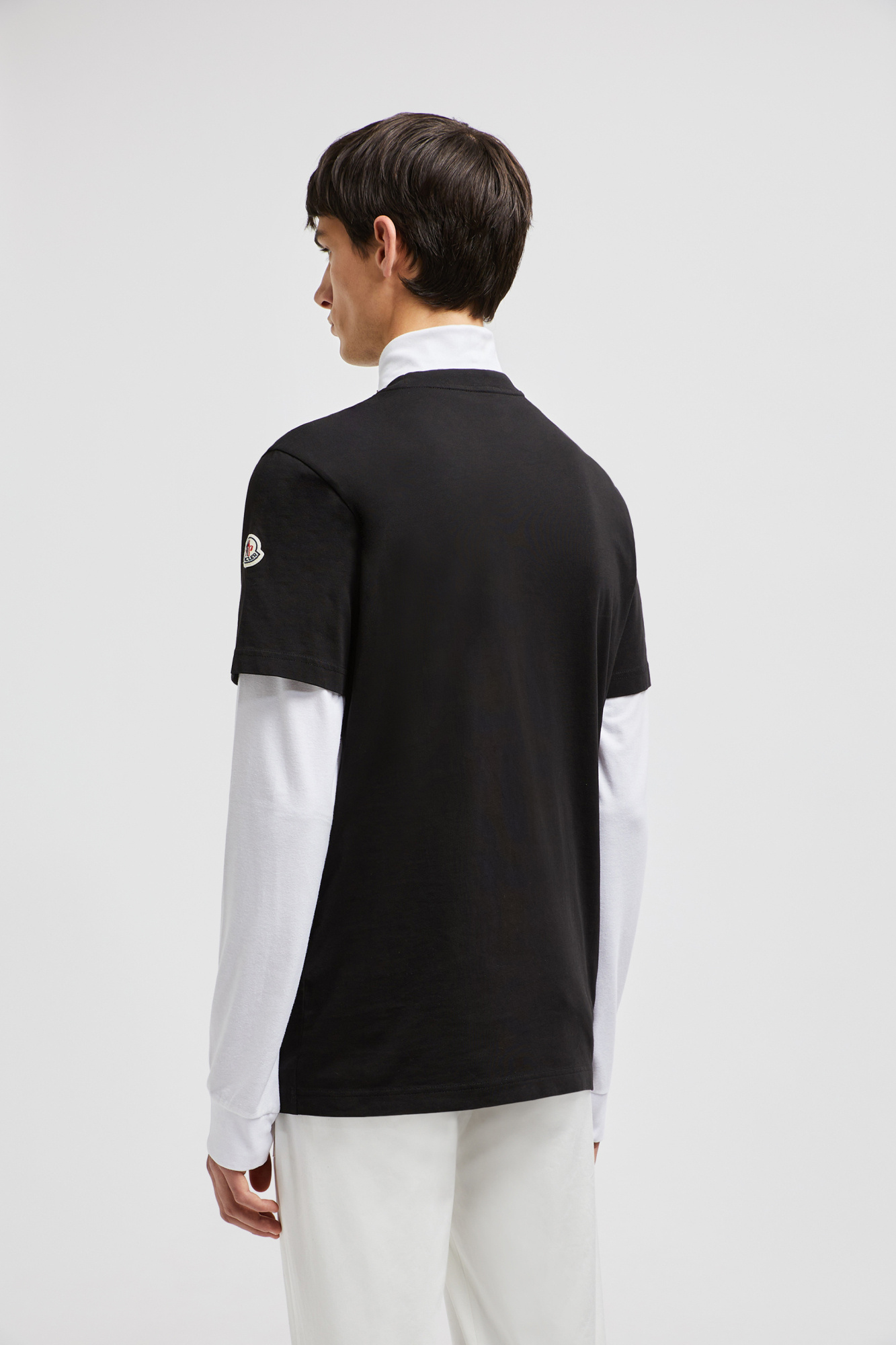 Moncler Cotton T-shirt Featuring Embroidered Patch In Black