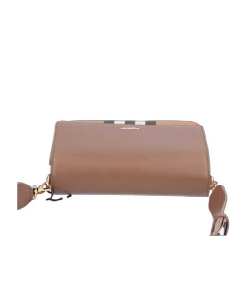 Burberry Logo Flip Shoulder Bag In Brown
