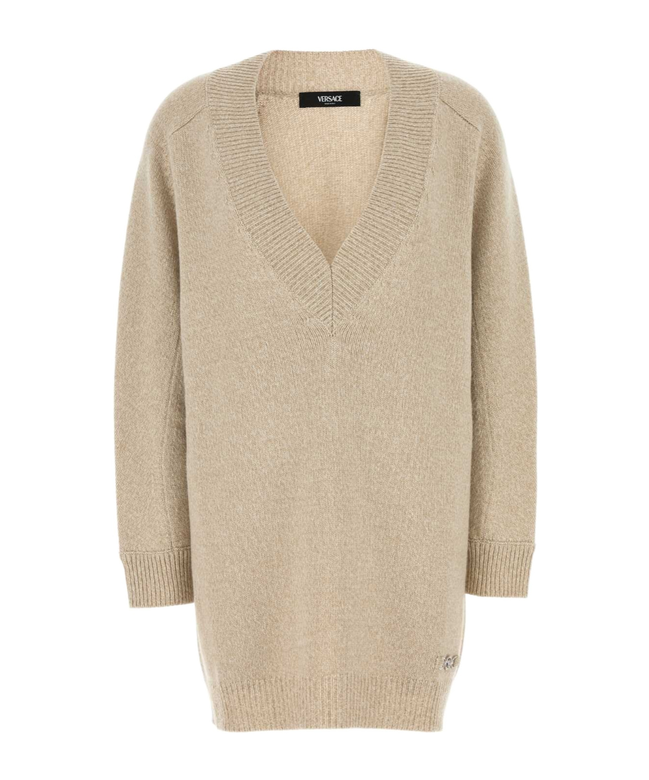 Shop Versace V-neck Jumper In Nude