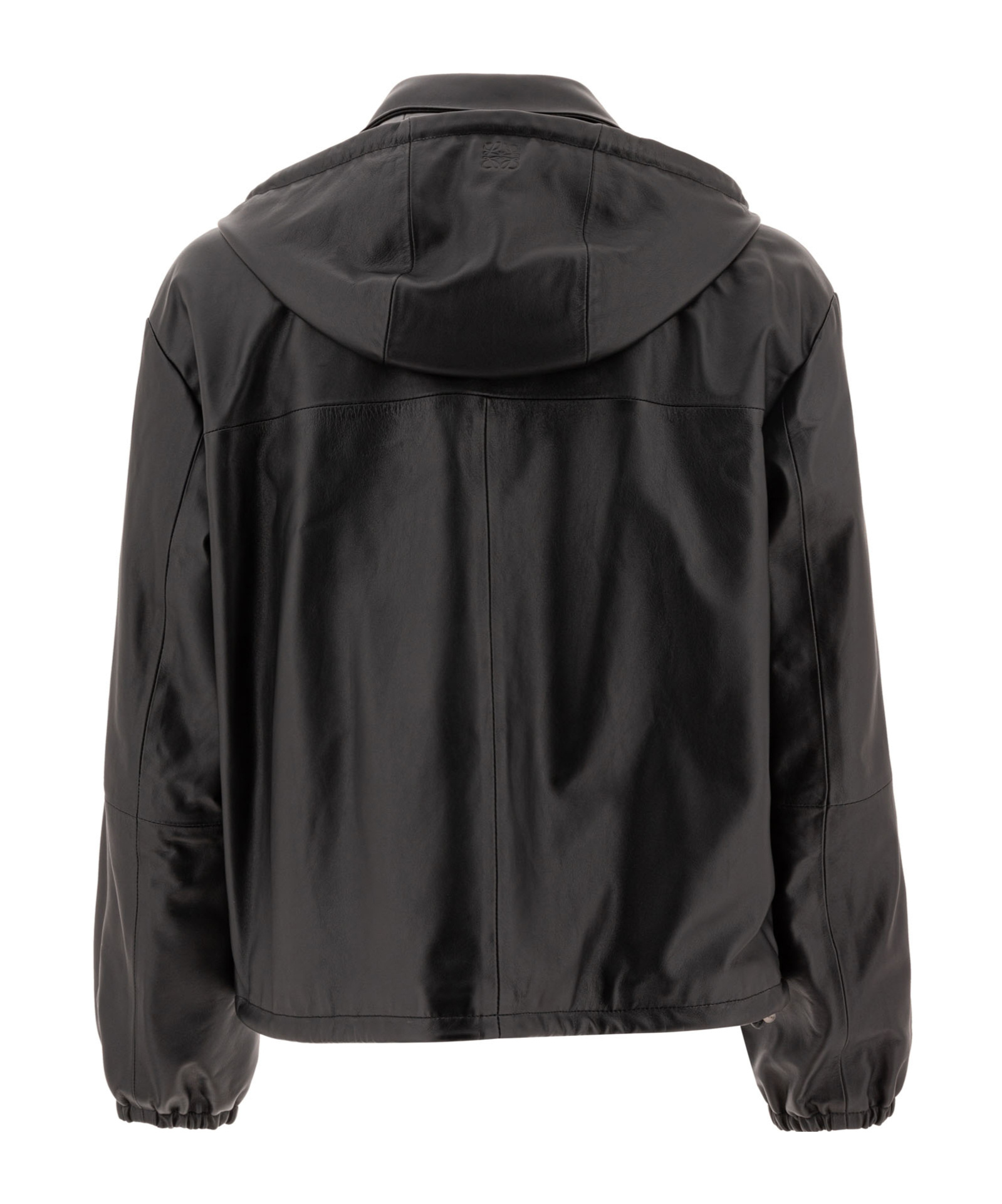 Loewe Hooded Zipped Leather Relaxed Fit Jacket In Black