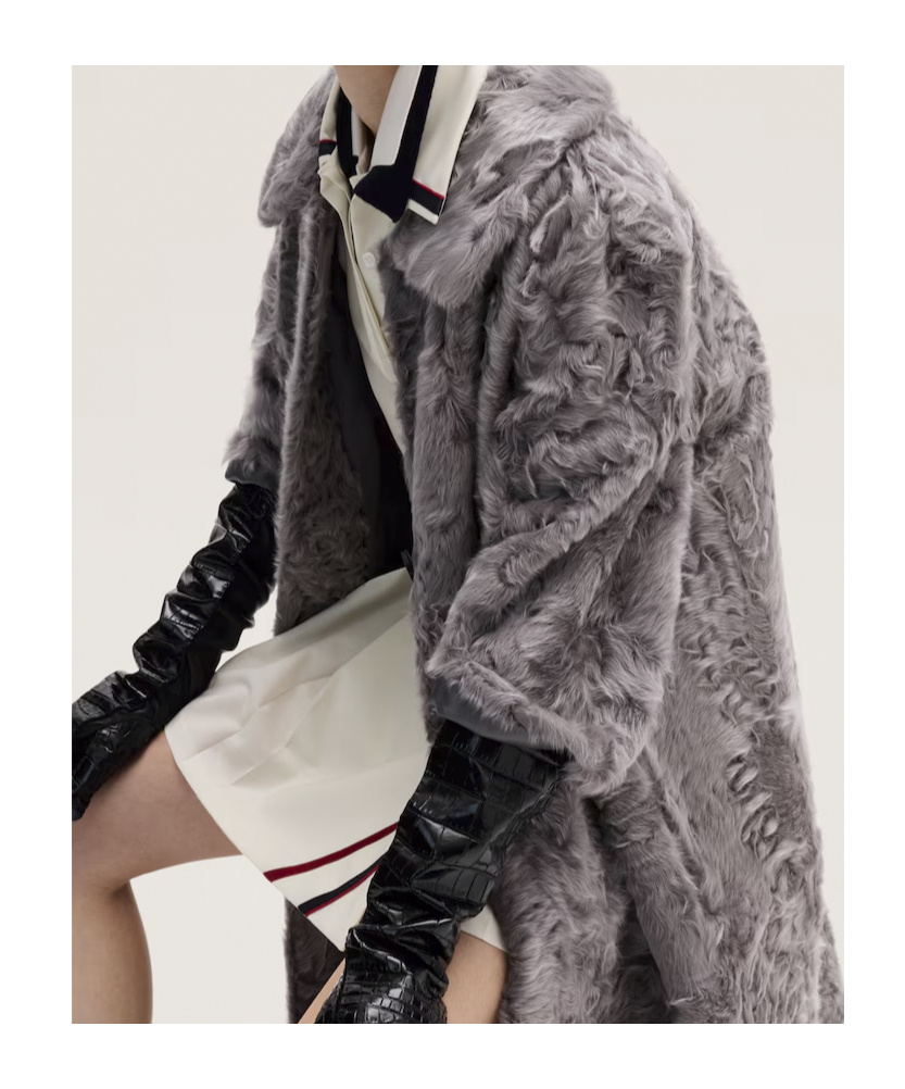 Miu Miu Chekiang Lambskin Coat In Gray