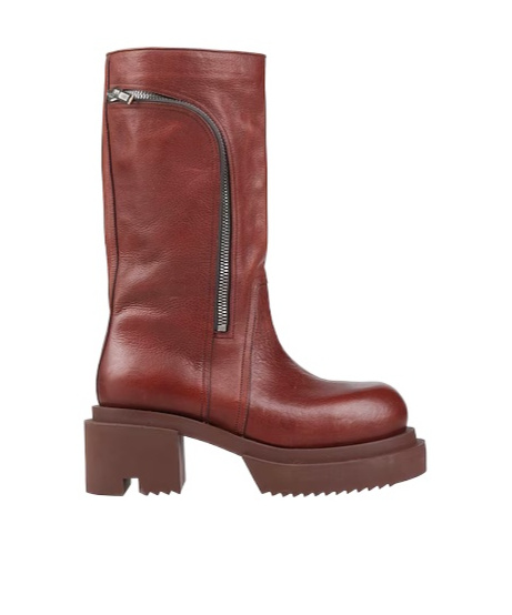 Rick Owens Casual Platform Leather Boots In Red