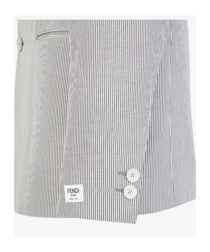 Fendi Sigle-breasted Striped Blazer In White