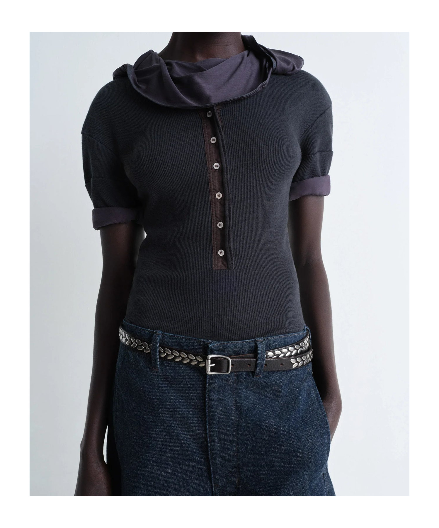 Lemaire Stud Belt In Black