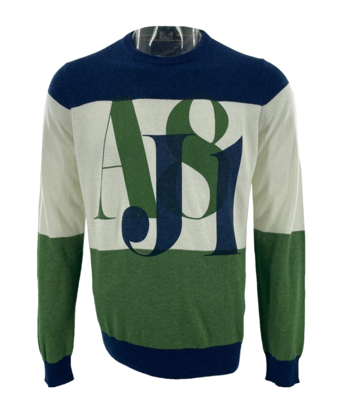 Armani Jeans Round-collar And Long-sleeved Sweater In Green