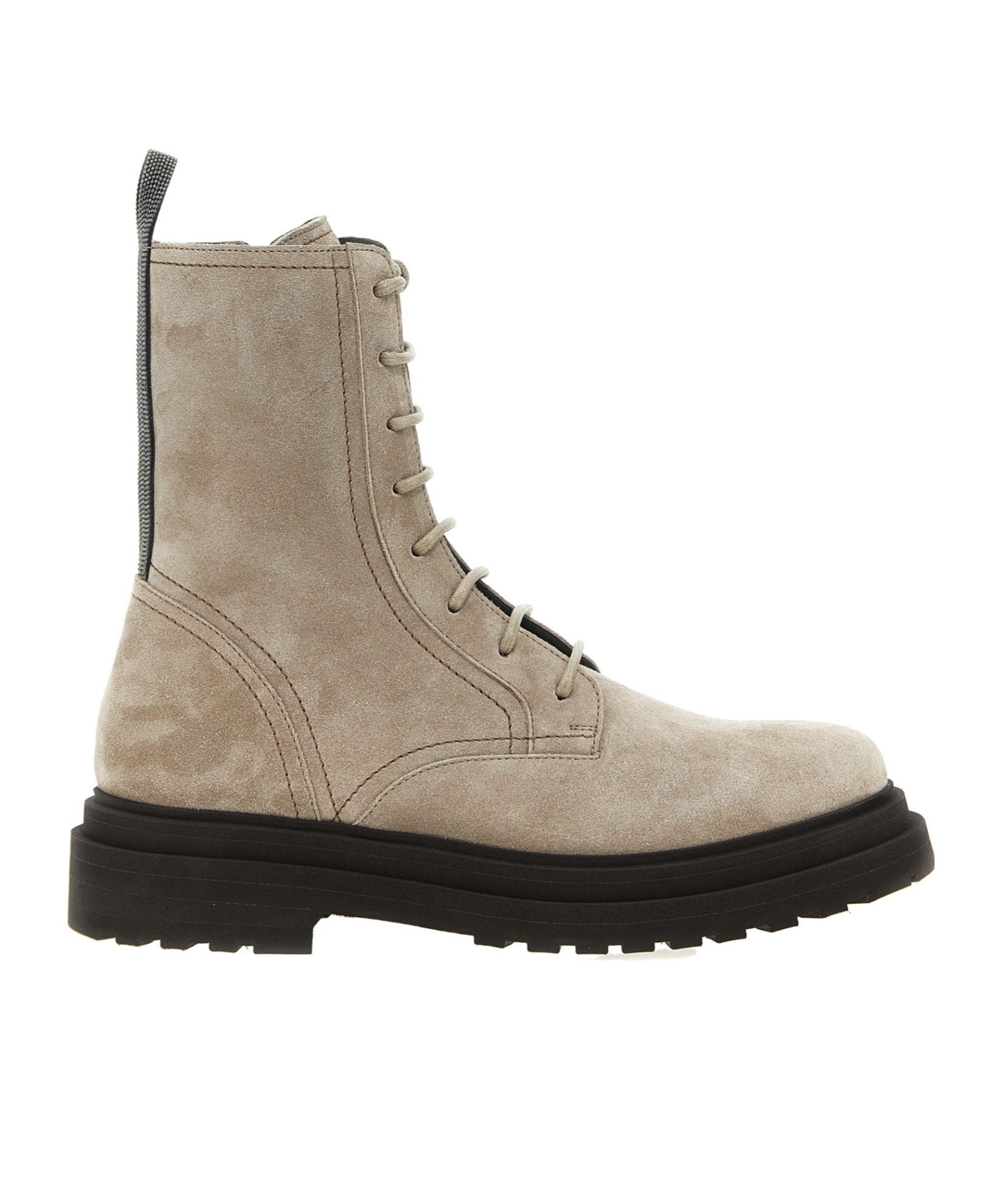 Brunello Cucinelli Grey Suede Combat Boots