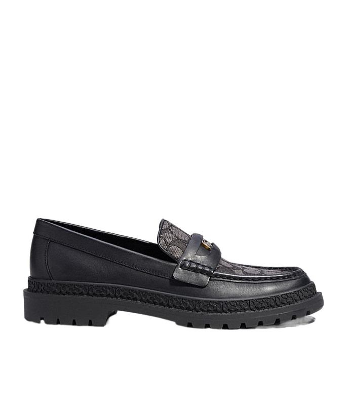 Coach Monogram Jacquard Loafers In Black