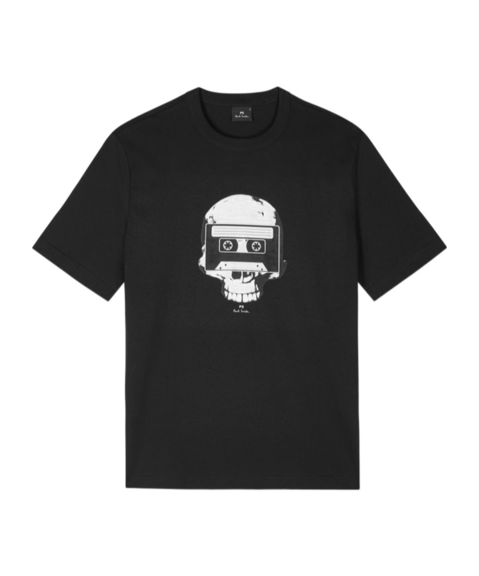 Shop Ps By Paul Smith Skull-tape-print T-shirt In Black