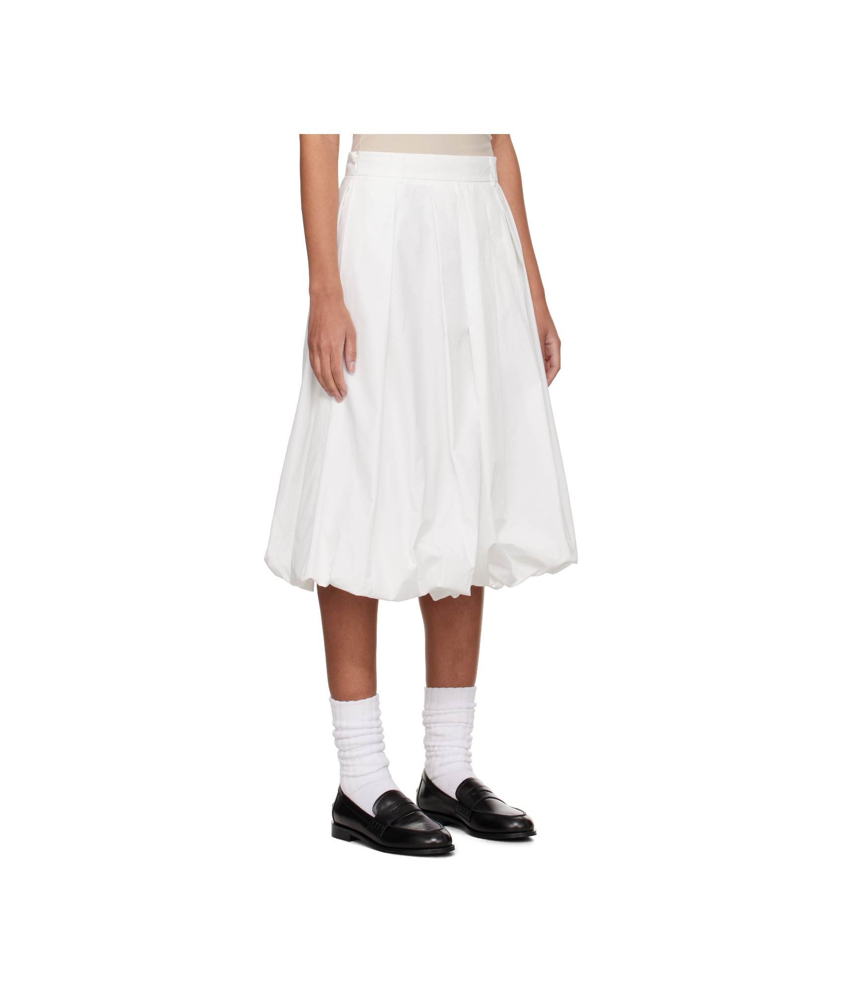Dunst White Skirt With Balloon Design And Pleated Details In Cotton Blend Woman