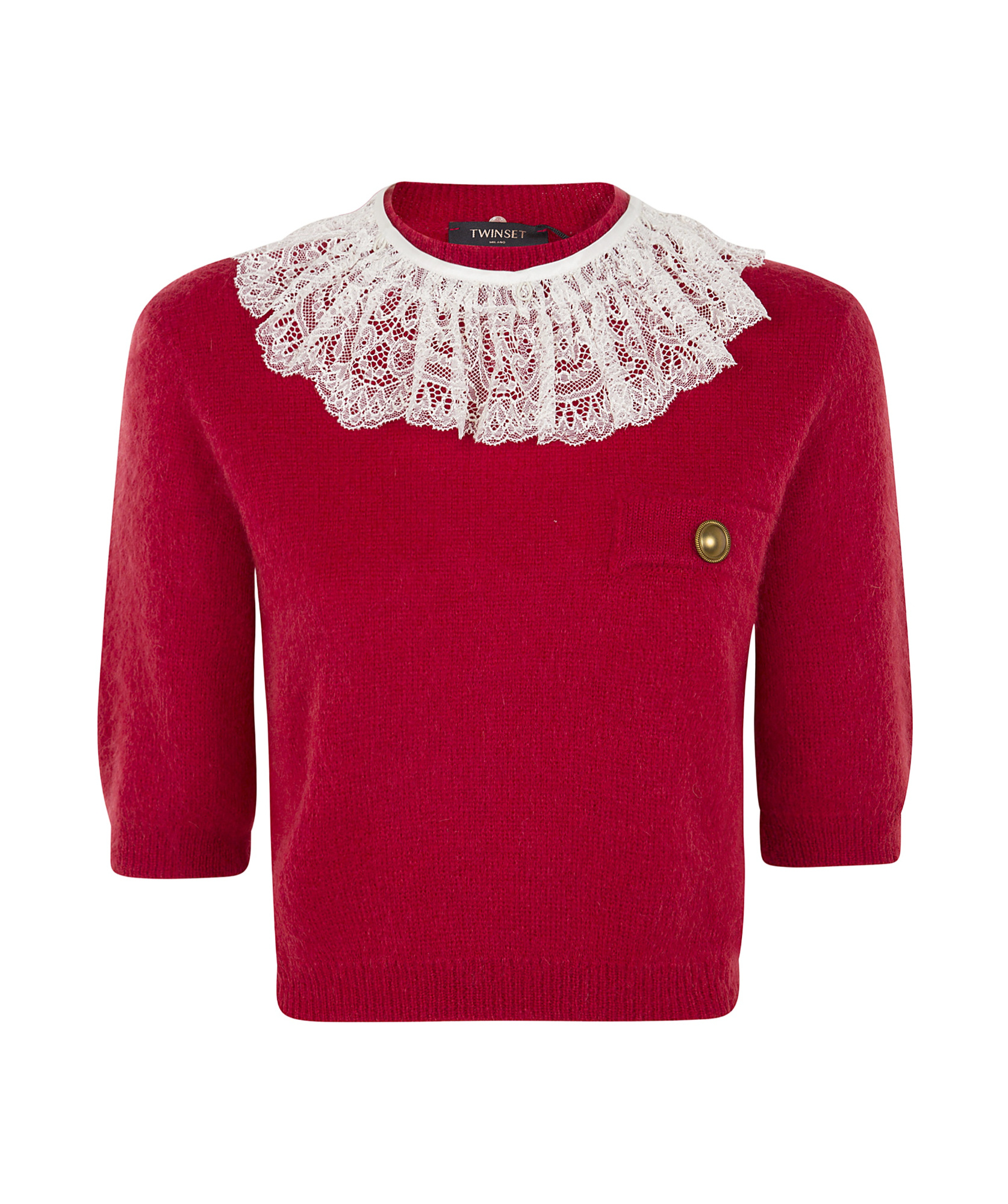 Twinset Blended Lace Knitted Sweater In Red
