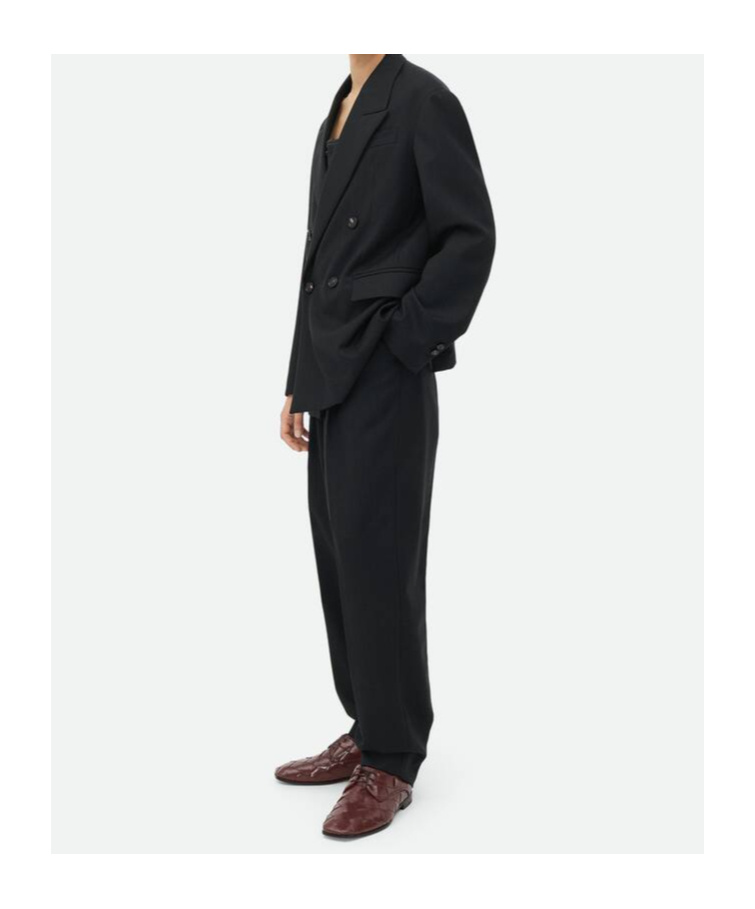 Bottega Veneta Double-breasted Wool Blazer In Black