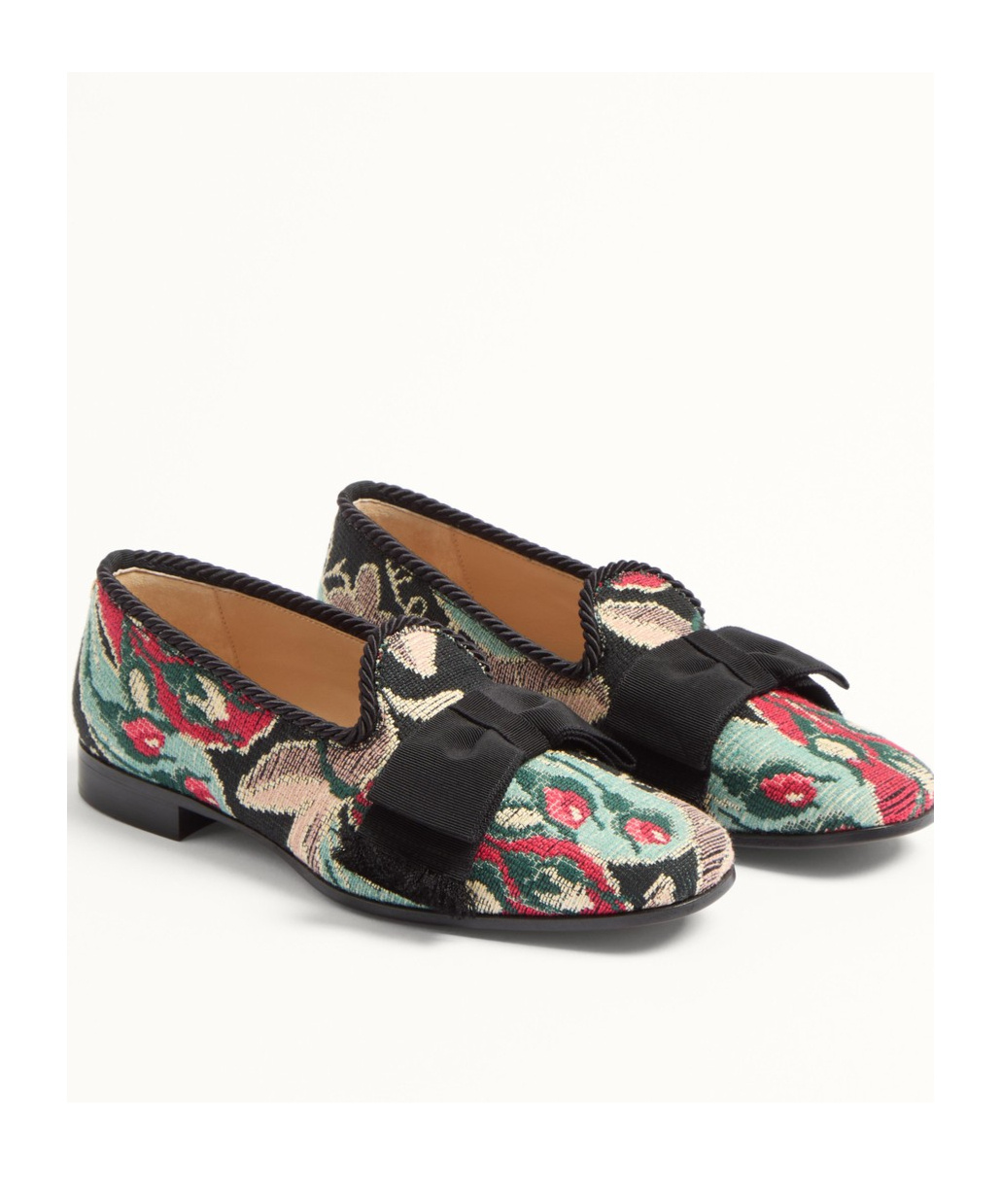 Valentino Garavani Bowow Loafer In Jacquard Fabric In Black