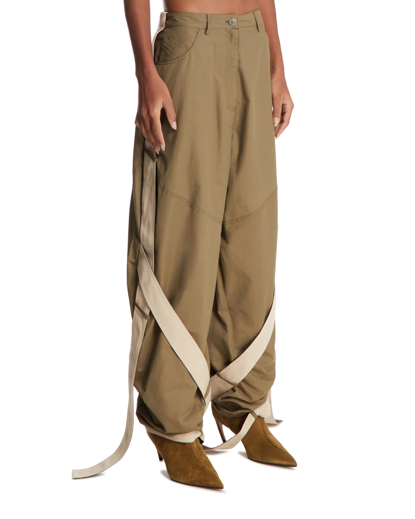 Attico Belt Loop Casual Pants In Brown