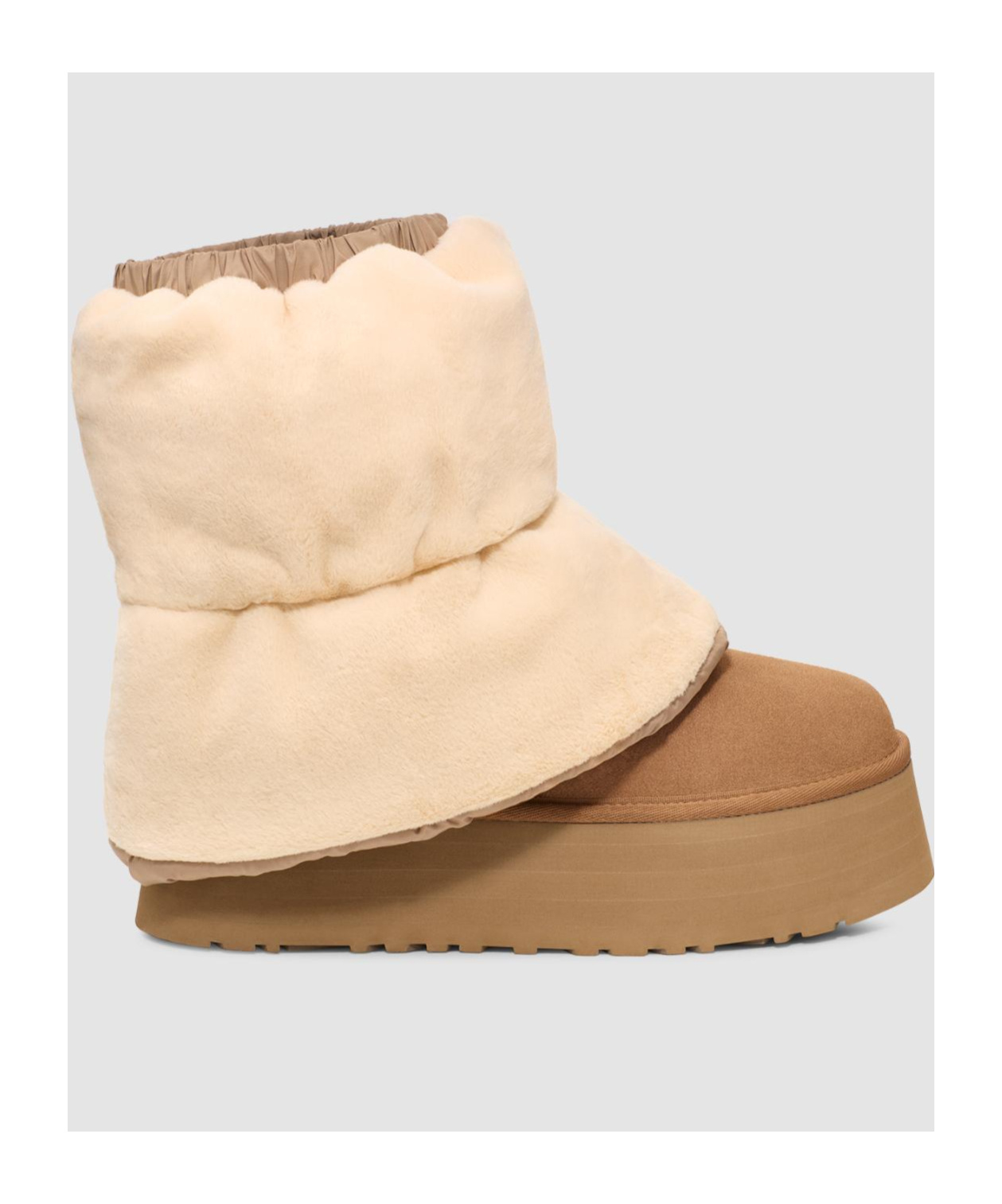 Shop Ugg Mini Dipper Puffer Boots In Nude